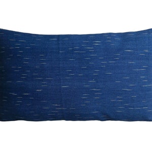 Organic Indigo Handwoven Pillow Cover : ISAN Fabric Natural dye, Handwoven Pillow, lumbra pillow, 12x20 pillow, blue pillow, Ikat pillow