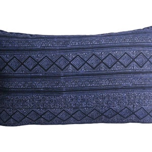 Hmong Indigo Batik Pillow - Hill Tribe Cotton Blue White, Ethnic Indigo Pillow, Tribal Pillow, tribal pillow, hill tribe pillow, Batik 009