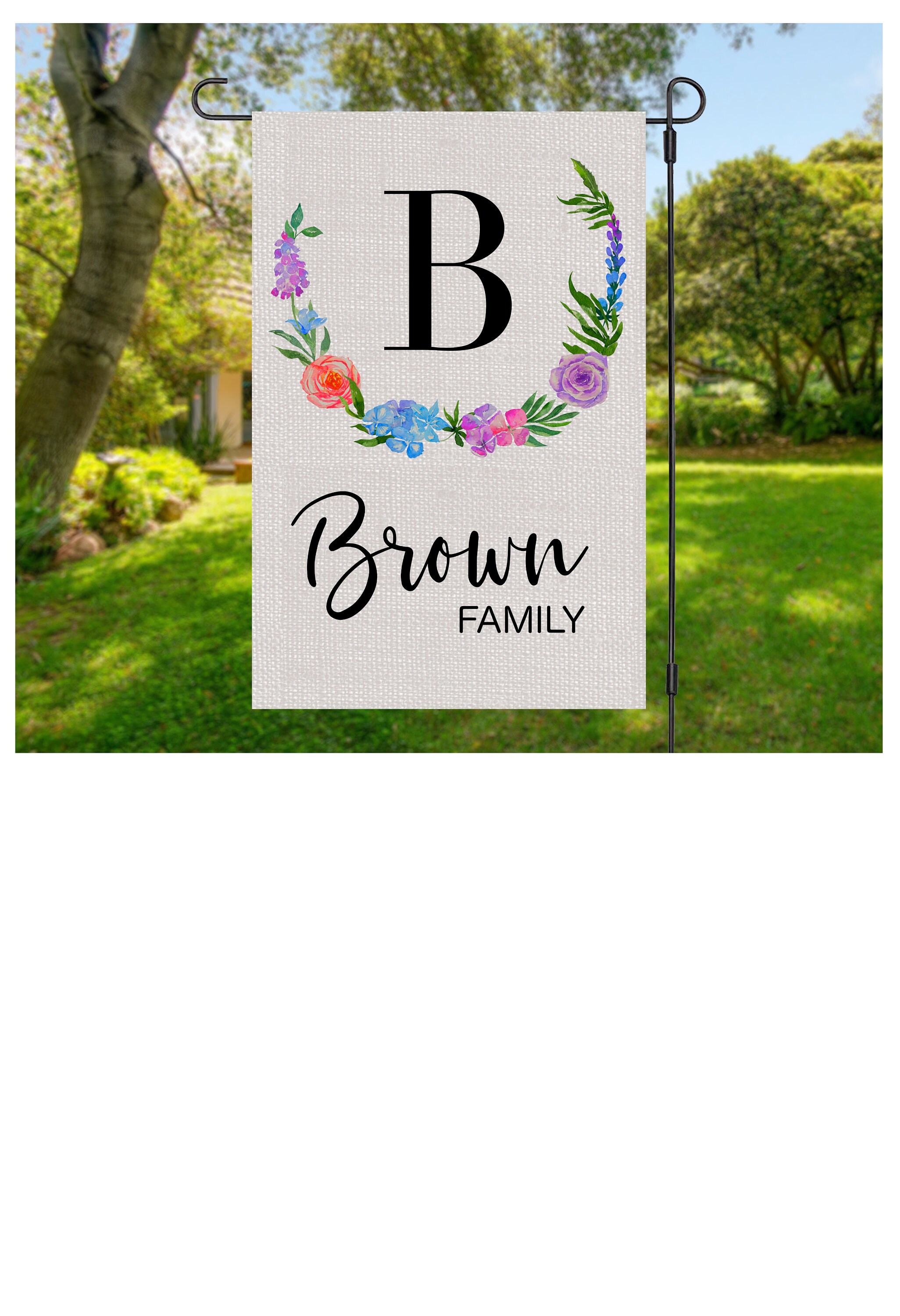Bandera personalizada del jardín de la familia floral | Etsy