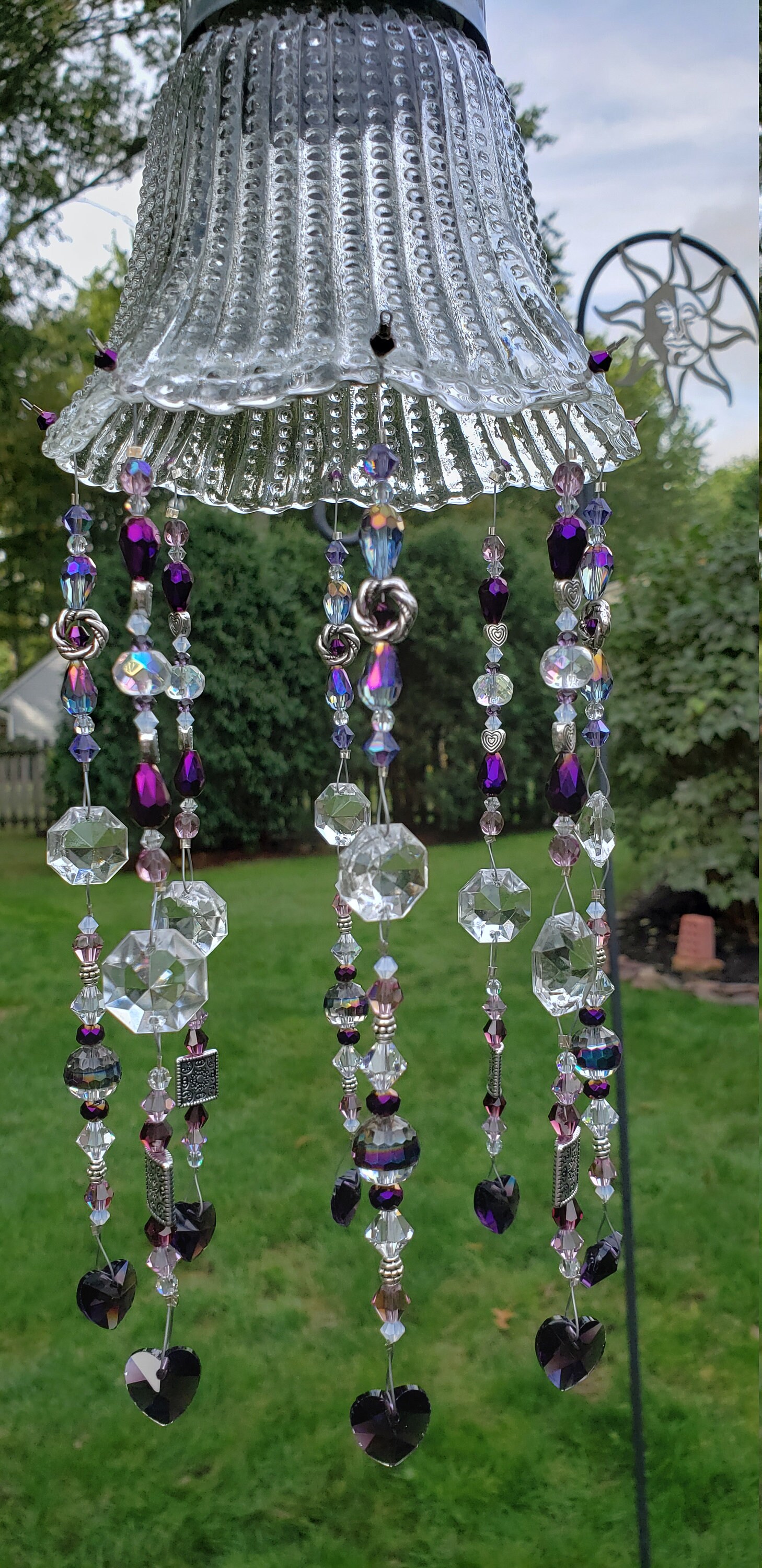 Purple and Clear Crystal Suncatcher / Glass Beads / Upcycled ...