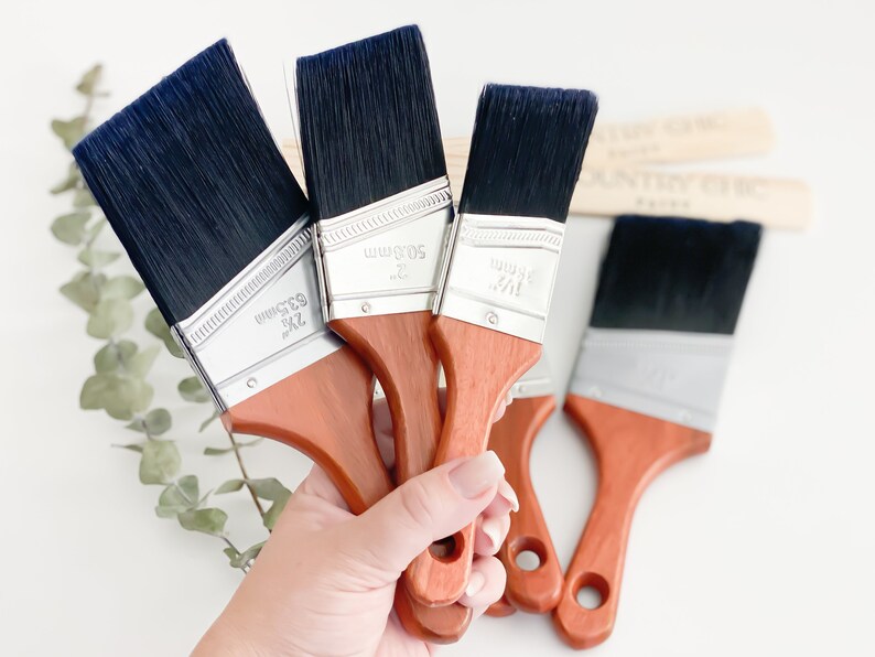 Short Handle Synthetic Paint Brush – Angled Edge, Water-Based Paint image 3