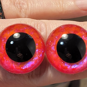 Hand Painted Safety Eyes (Goddess) for Crochet Amigurumi, Sinker Eyes with Backers. Glitter Holographic Iridescent, Eyes for Plushies