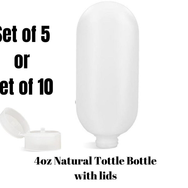 4oz Natural Malibu Bottles 5 or 10 SETS, Tottle Bottles, Lotions, Body Cream Bottles, Shampoo Bottles, Conditioner Bottles