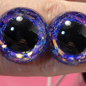 Hand Painted Safety Eyes (Savage) for Crochet Amigurumi, Sinker Eyes with Backers. Glitter Holographic Iridescent, Eyes for Plushies