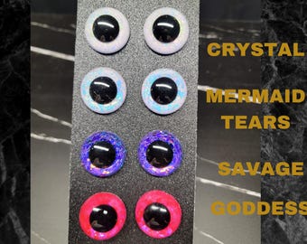 Hand Painted Safety Eyes: Iridescent Glitter Sinker Eyes for Amigurumi