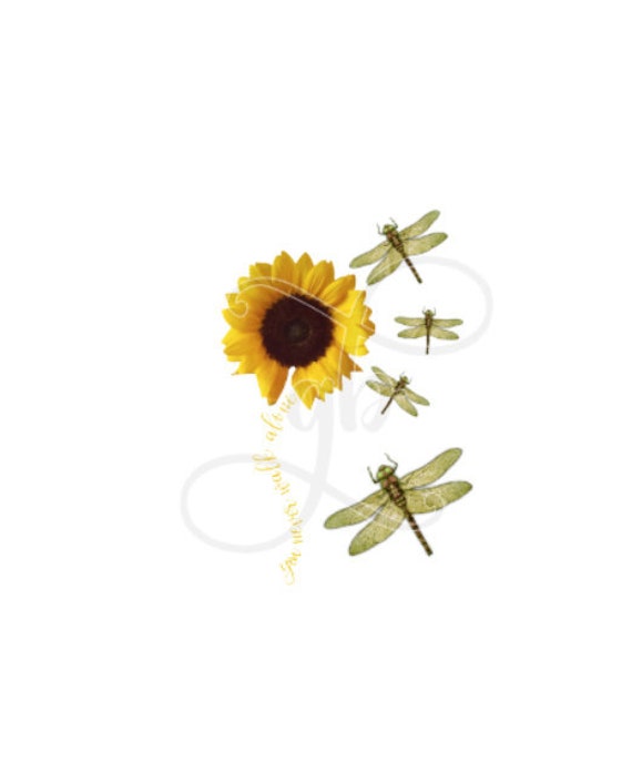 You Never Walk Alone Sunflower Dragonflies Png Only Etsy
