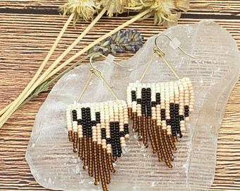 Desert Cactus Landscape, Beaded Earrings, Handmade Earrings, Triangle Earrings, Dangle Earrings