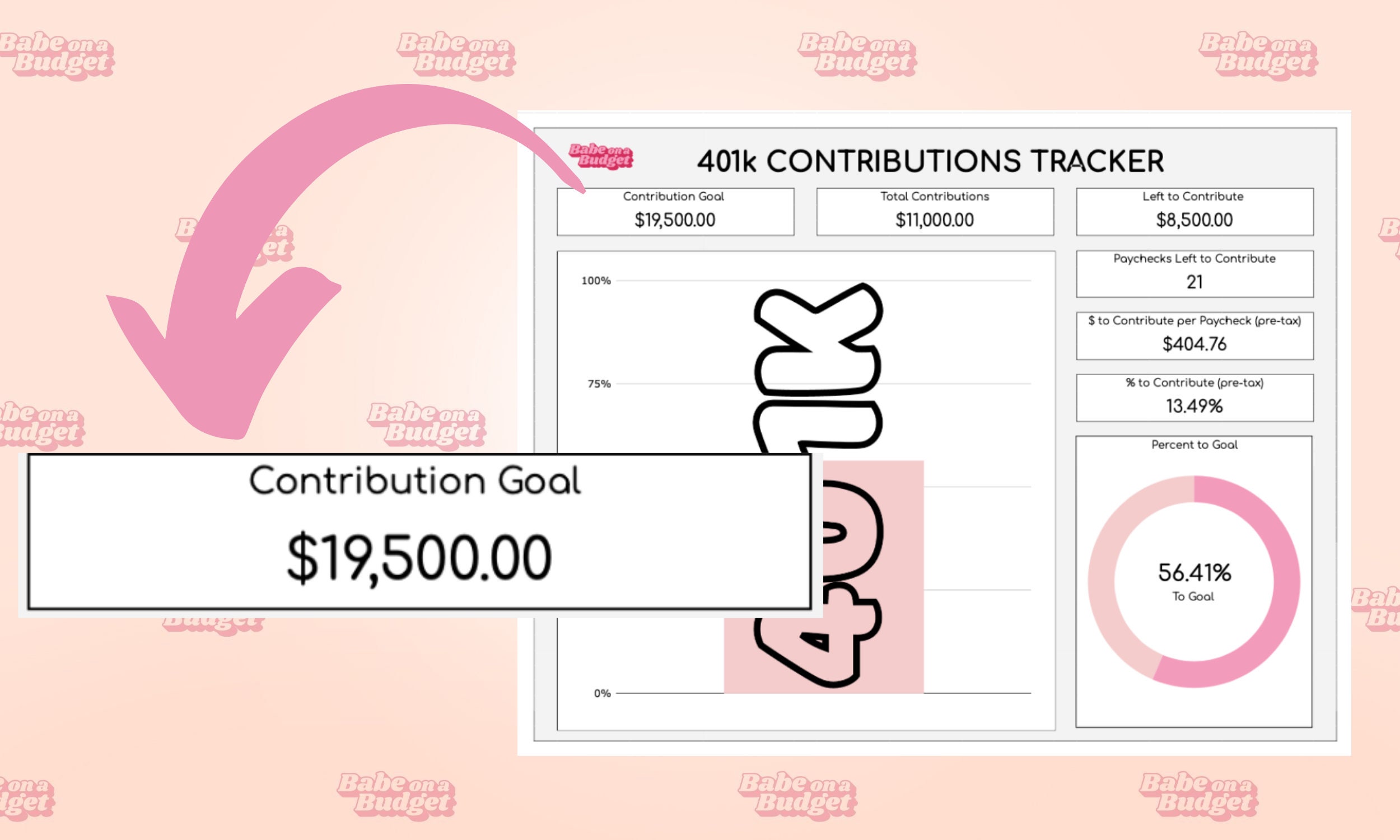 401k Contribution Tracker Savings Spreadsheet Savings Tracker Dashboard ...
