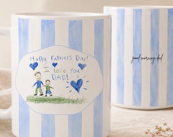 Custom Child Artwork Mug, Father's Day Gift, Personalized Coffee Cup
