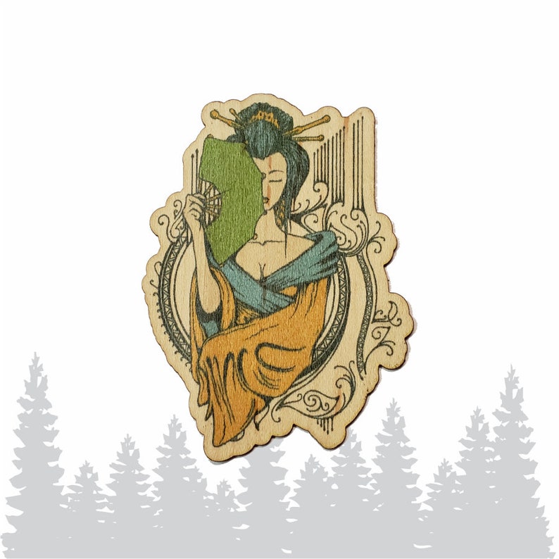 Maple Wood Geisha Wooden Sticker