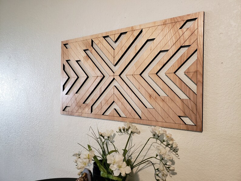 Wood Wall Art Rustic Chevron Design Boho Wooden Wall Birch Etsy