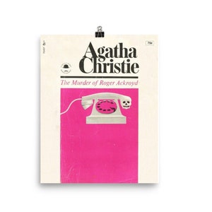 Agatha Christie Book Cover DIGITAL PRINT / Vintage Book Cover / Art Deco / Block Color / Book Print / Murder Mystery / Art Print / Pink