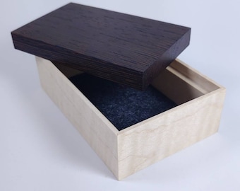 Minimalist Jewelry Box - Small Handcrafted Keepsake Box - Maple and Wenge (JB001)