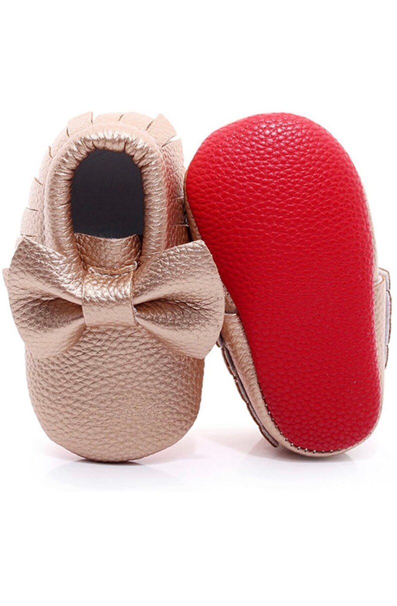 Red Bottom Moccasin Baby Girl Booties Etsy
