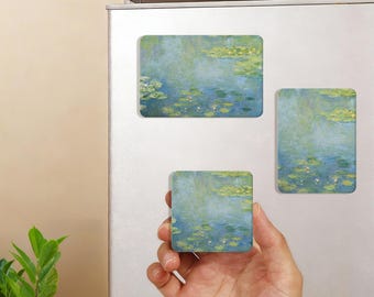 Monet Water Lilies Painting Printed Fridge Magnet, 3 Sizes Acrylic Fridge Magnet, Custom Fridge Decor, Kitchen Decor Gift, Housewarming Gift