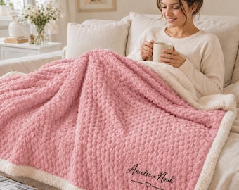 Personalized Embroidered Blanket, Custom Name Sherpa Throw, Couple Wedding Gift, Family Cozy Blanket, Anniversary Housewarming Gift