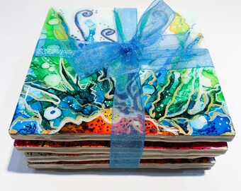 Hand Painted Resin Ceramic Tile Coaster Set,