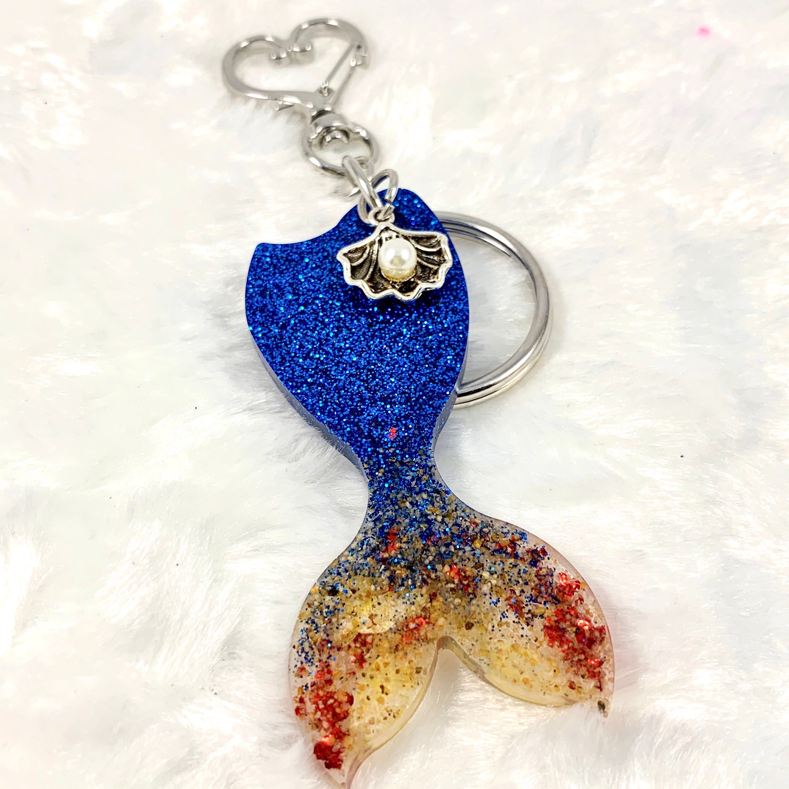 Glitter Mermaid Keyring Resin Epoxy Mermaid Keychain Mermaid Etsy