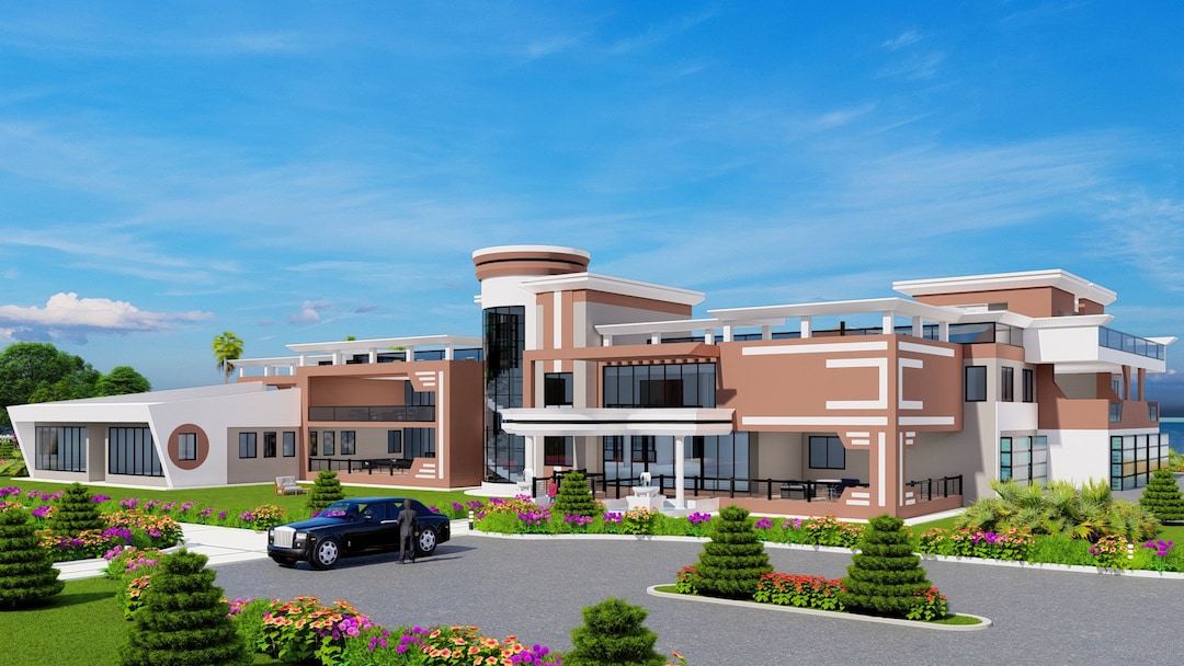 9 Bedroom 9.5 Bath Mansion House Plan Brownwhite Option2,28,000 Sqft