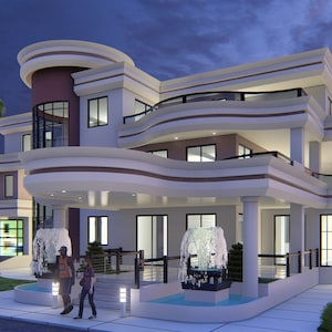 5 Bedroom Luxury House Plan Option 2 Ivory and Burnt Sienna, 6000Sqft Floor Plans Contemporary House Plans, Instant Download, Buy Now.