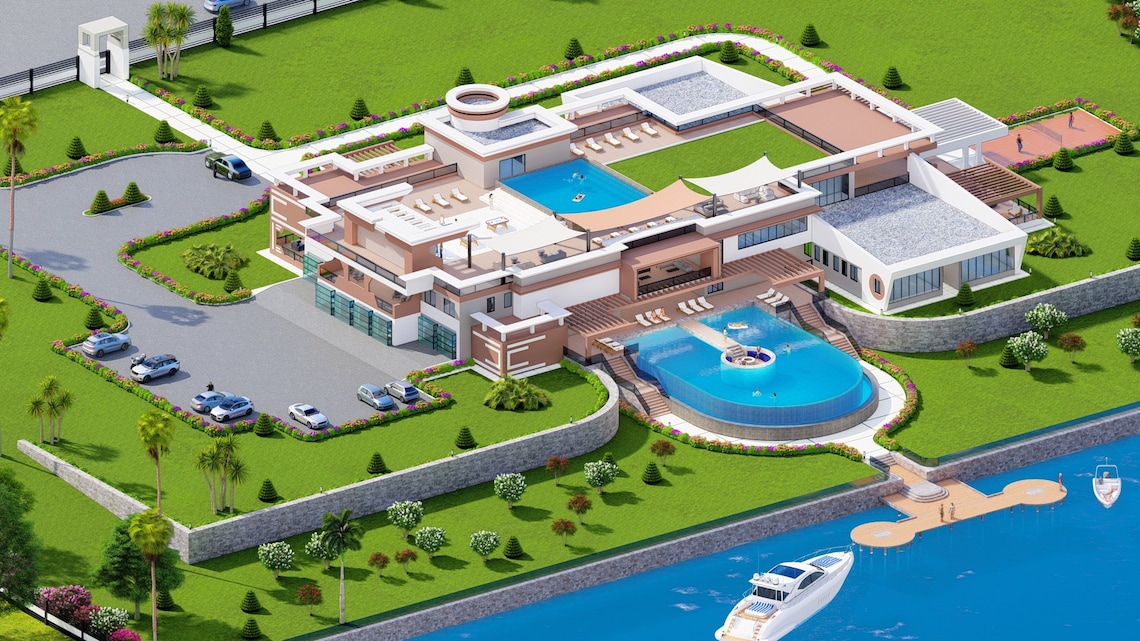 9 Bedroom 9.5 Bath Mansion House Plan Brownwhite - Etsy