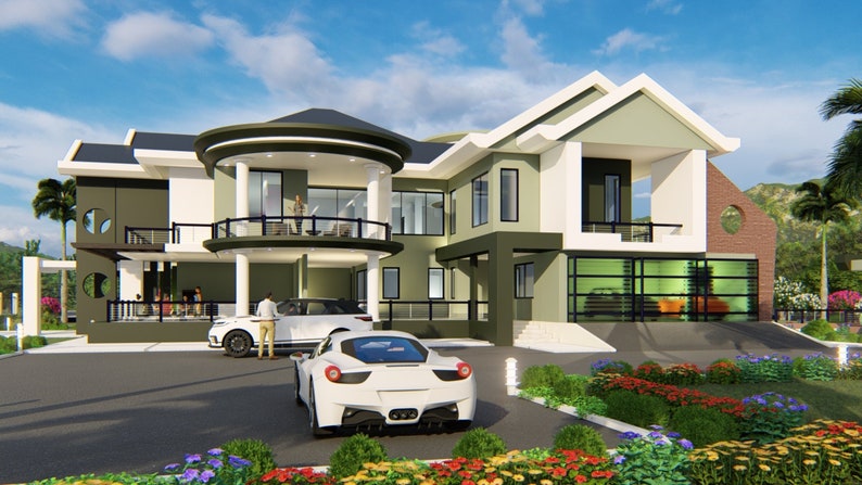 5 Bedroom House Plan Option 3 5000sqft House Plans 5 Bedroom Etsy