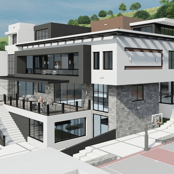 9 Bedroom Ultra-Modern Mansion Floor Plan (17,170 Sqft)