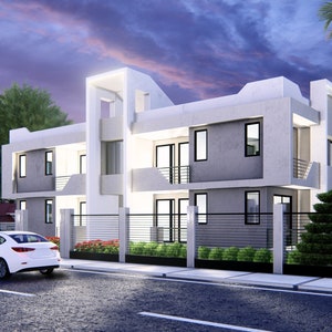 2 Bedroom Duplex House Floor Plan Option 2, Instant Download, Duplex House Plans for Sale, Multi-Family Homes, Semi-detached House Plan.