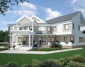 4 Bedroom House Floor Plan, Modern Home Building DWG File (Instant Download)