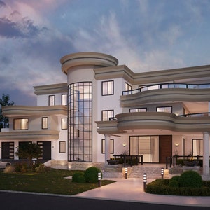 5 Bedroom Luxury House Plan Option 1 White and Tan, Contemporary House Plans, Luxury homes, Instant Download, 6000Sqft Floor Plan, Buy Now.