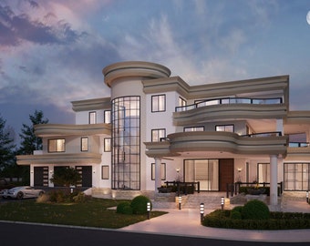 Luxe woning van 6000 m², modern huis met 5 slaapkamers (digitale download)