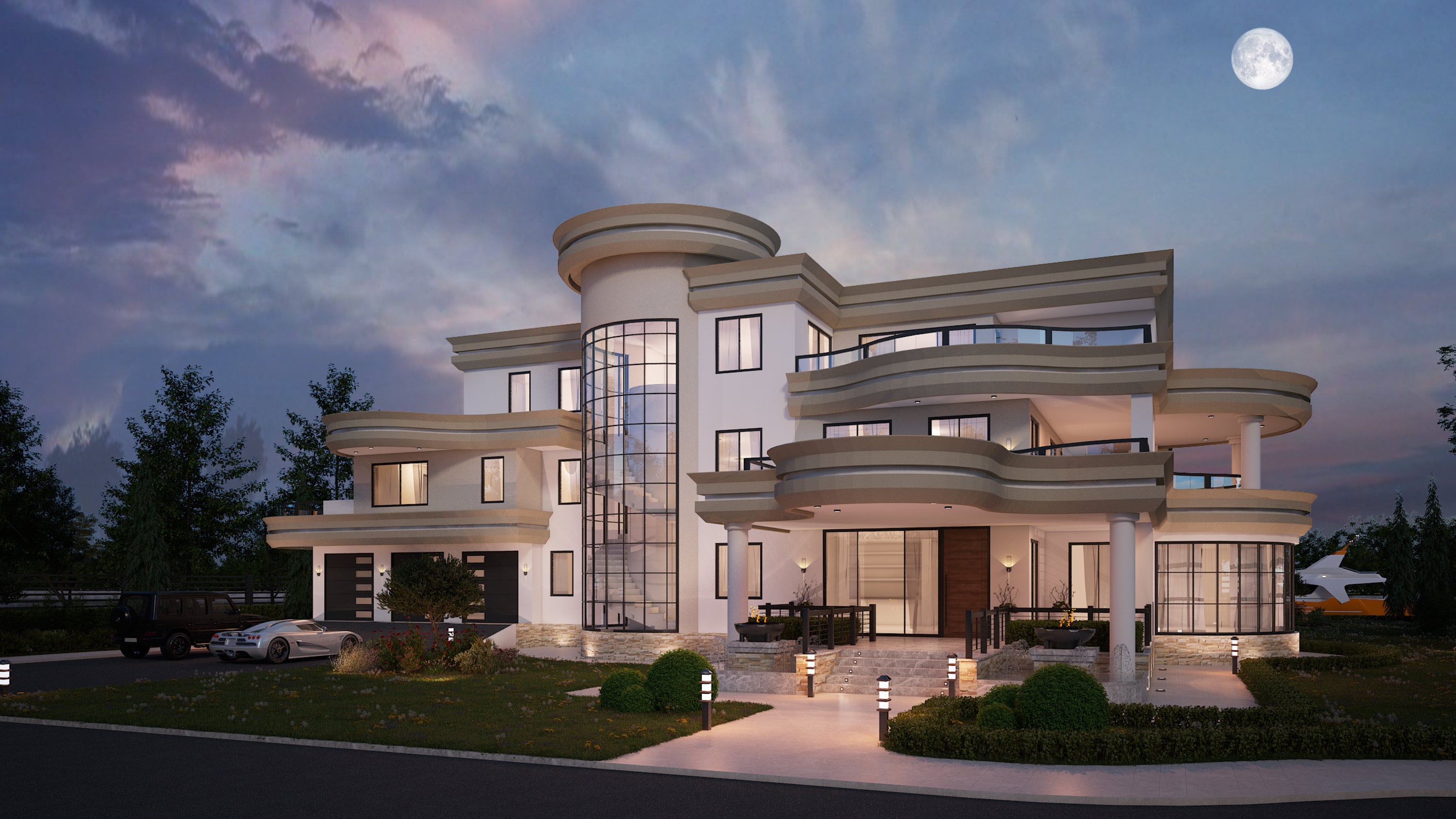 5 Bedroom Luxury House Plan Option 1 White and Tan, Contemporary House Plans, Luxury homes, Instant Download, 6000Sqft Floor Plan, Buy Now.