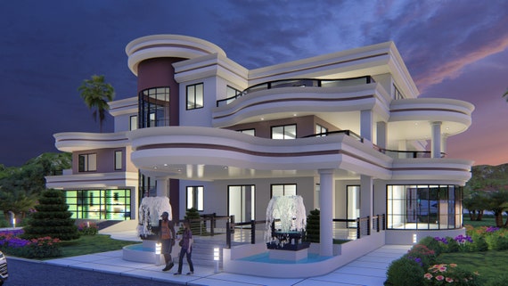 5 Bedroom Luxury House Plan Option 2 Ivory And Burnt Sienna - Etsy