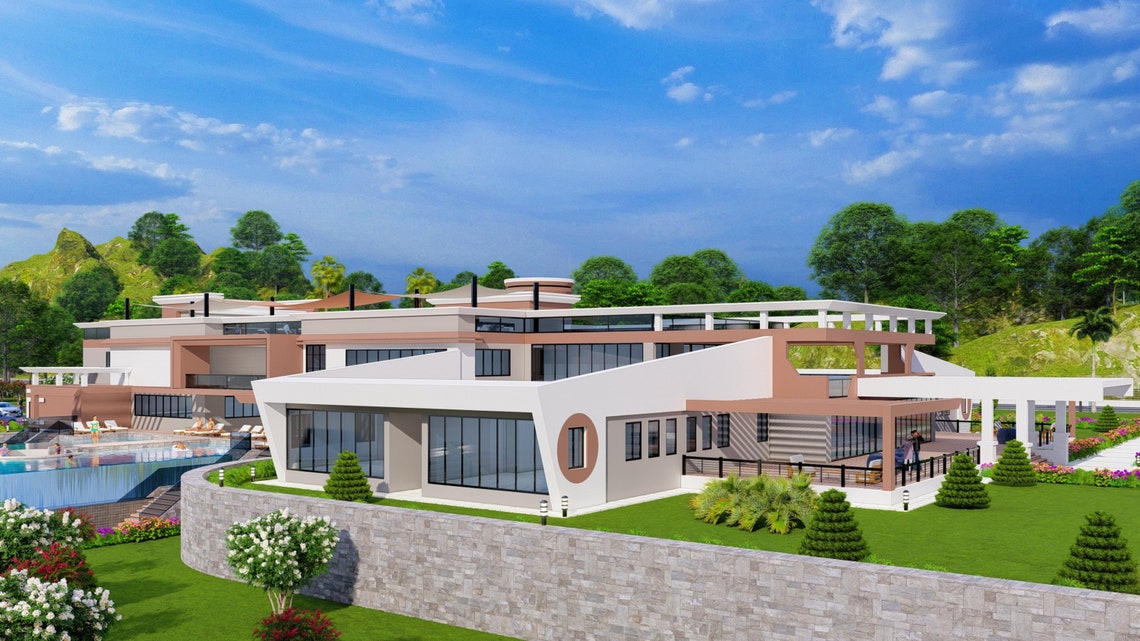 9 Bedroom 9.5 Bath Mansion House Plan Brownwhite - Etsy