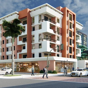 3 Bedroom,5 Story Duplex House Plan,with Retail Space Option1,White Burnt Sienna,36,160Sqft,Instant Download,Duplex Plans, Multi-Family.