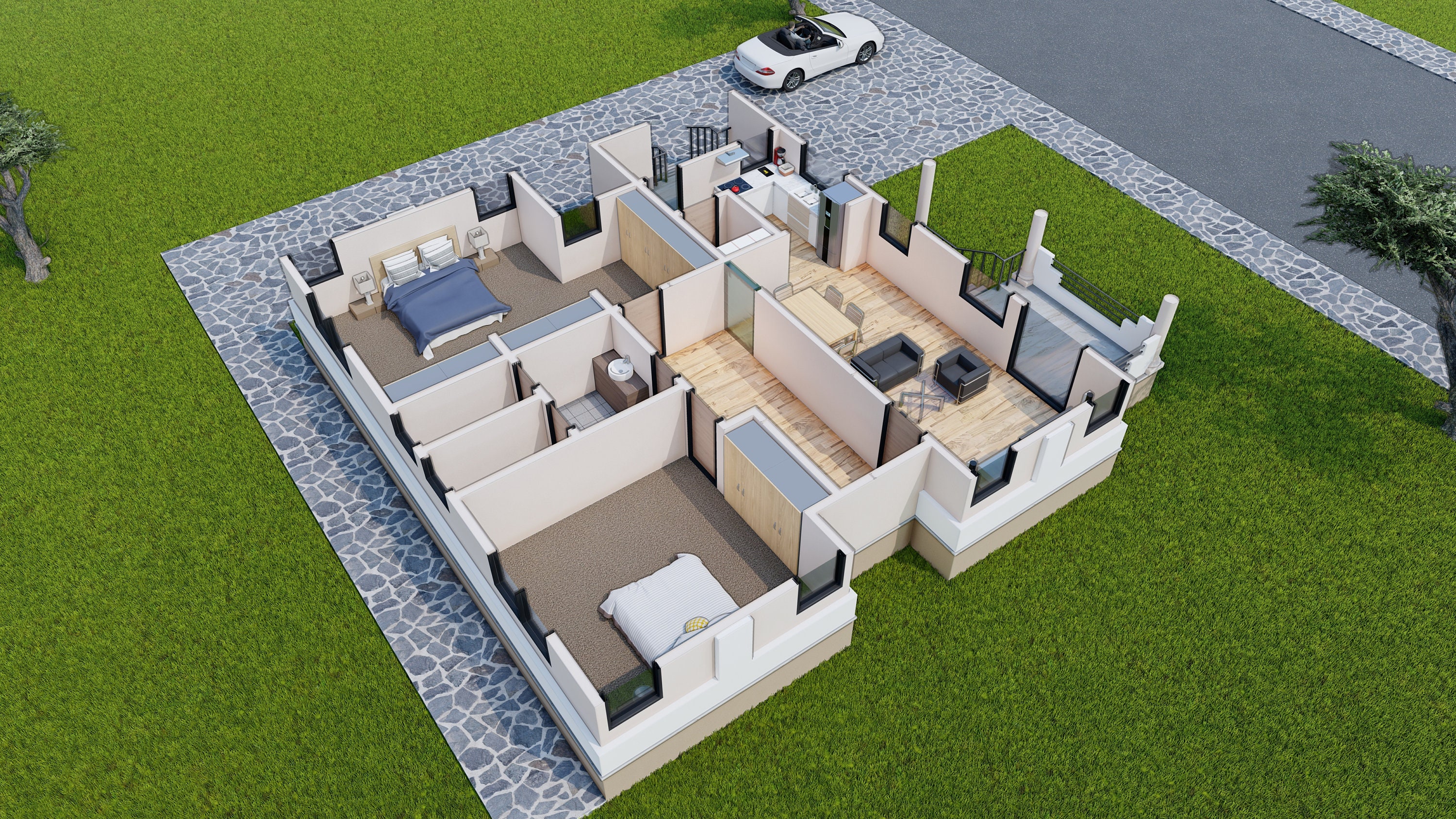 Modern 2 Bedroom House Plan (digital Download) - Etsy