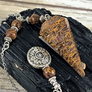 Calligraphy Stone Natural Pendulum, Find Your Happy, Protection from Negativity, Activate Chakras, Align Your Energy, Elephant Jasper Miriam