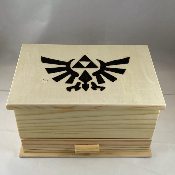 Legend of Zelda Wood Burned Jewelry Box | Pyrography | Jewelry Storage Organize | Nintendo Gaming Retro Gamer Girl