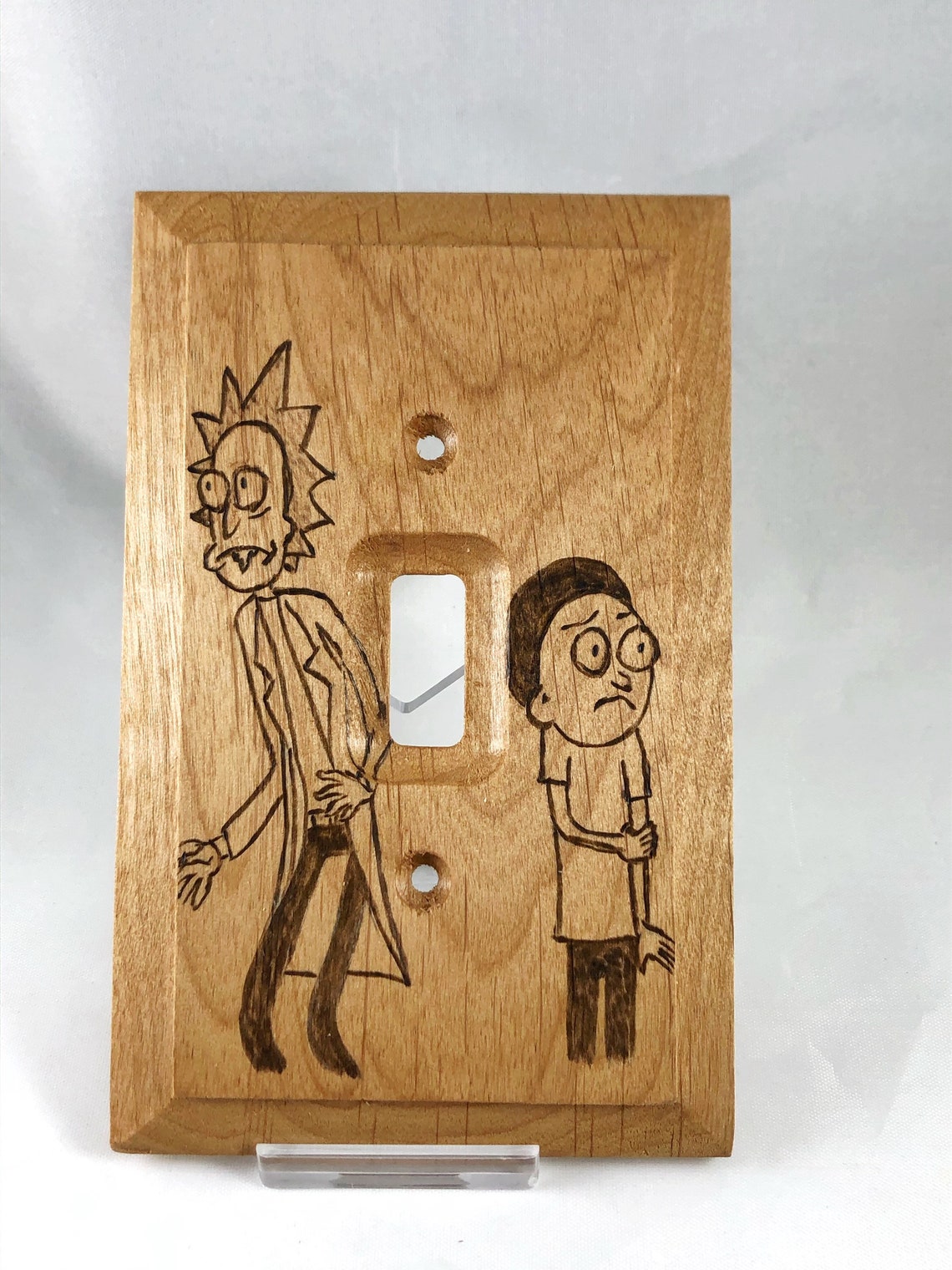 Rick & Morty Light Switch Plate Cover Wood Burn Art Etsy