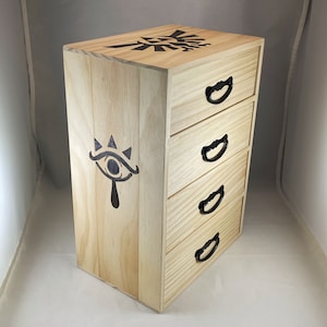 Legend of Zelda 4 Drawer Chest | Wood Burn Art/Pyrography | Trinket Box | Jewelry Keepsake Storage | Retro Gamer Gaming Video Nintendo