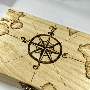 Compass & Map Wood Burn Trinket Box Wood Burn Art/Pyrography | Etsy