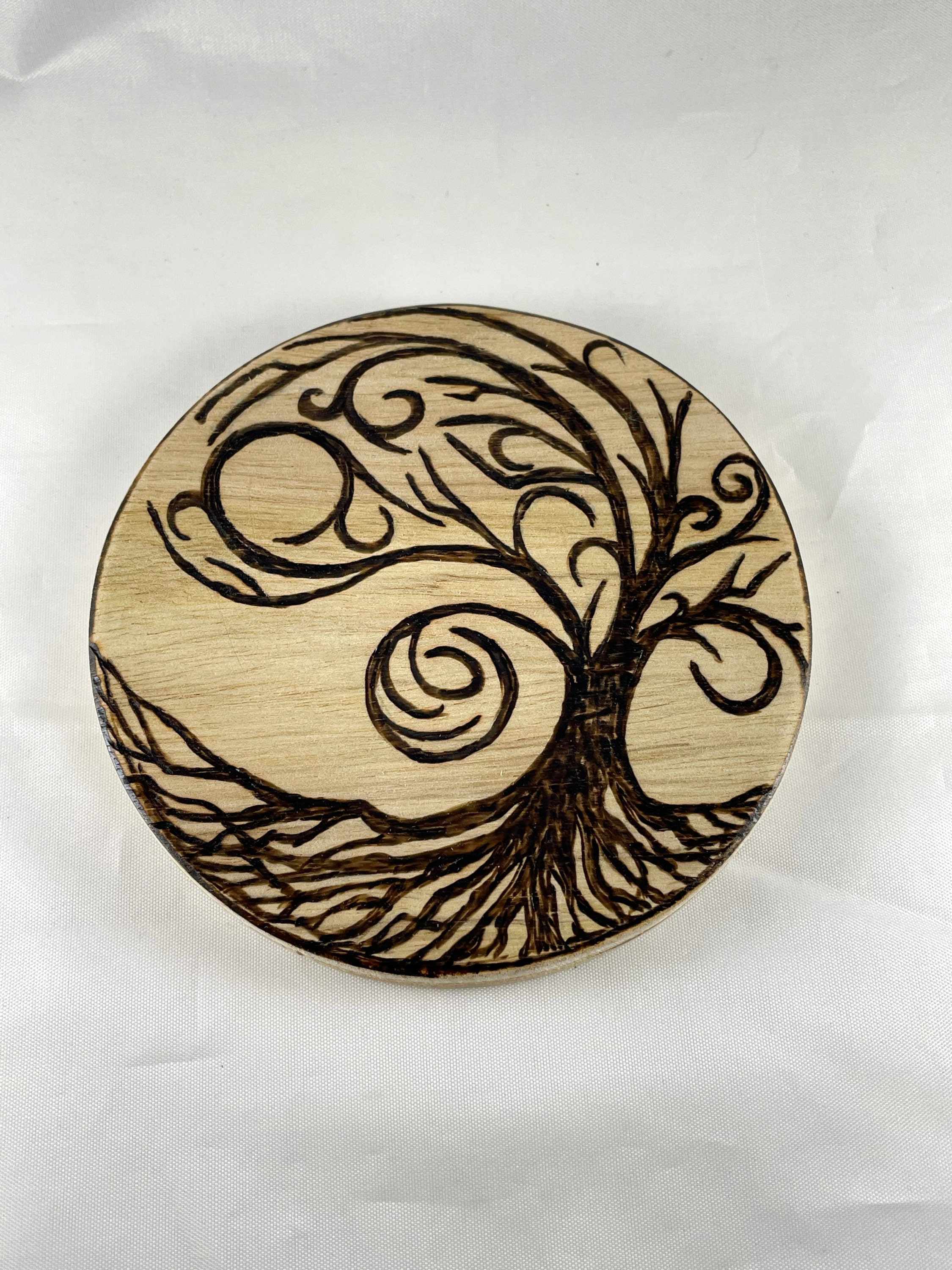Tree of Life Wood Trivet | Pyrography Wood Burn Art | Hot Plate ...