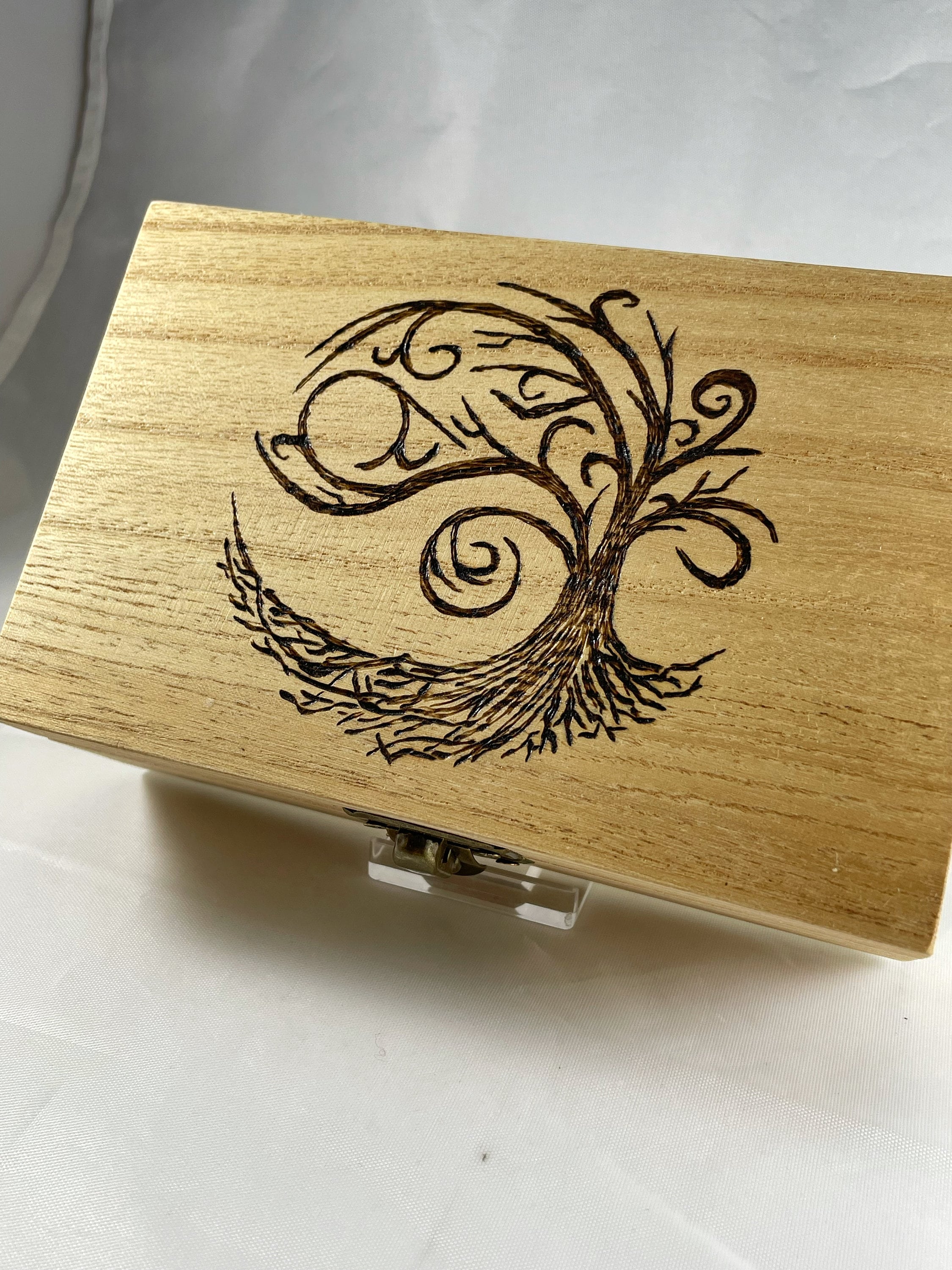 Tree of Life Wood Burned Trinket Box, Pyrography Home Storage Chest - Etsy