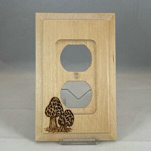 Morel Mushroom Wood Burned Outlet Cover, Pyrography Home Decor