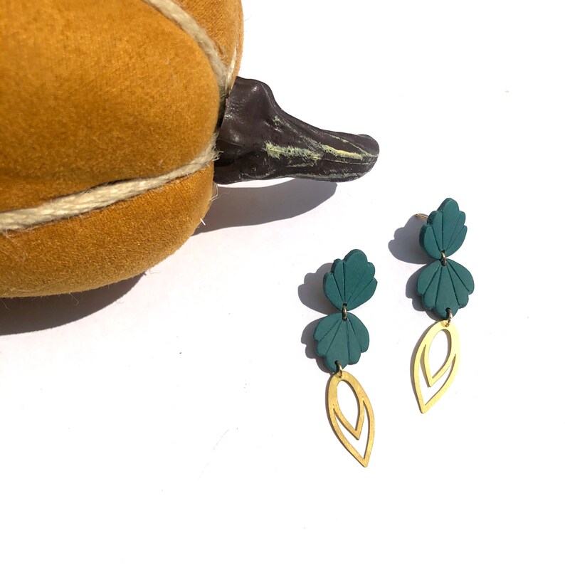 DECO PIERCERS Polymer Clay Earrings Drop Earrings Statement Earrings Green Gifts
