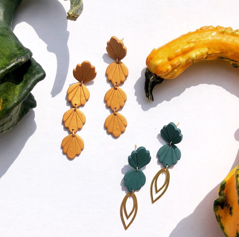 DECO PIERCERS Polymer Clay Earrings Drop Earrings Statement Earrings Green Gifts