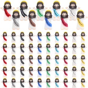 30 Pcs Little Jesus Figures With Halo and Sash “God Bless You”, Mini Jesus Figurine, Mini Rubber Toys, Christian Gift