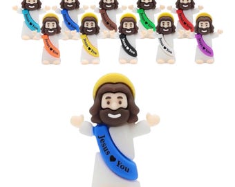 Mini Jesus figures with halo and sash “Jesus Love You”