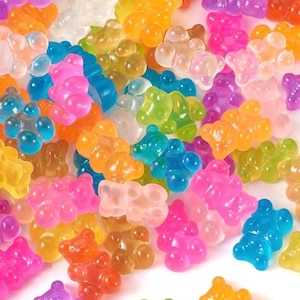 Mini breloques lumineuses en forme d'oursons gélifiés à dos plat