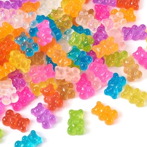 Mini breloques lumineuses en forme d'oursons gélifiés à dos plat